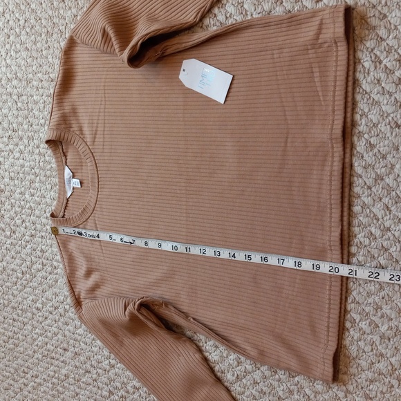 Pumpkin Spice Ribbed Long Sleeve Crewneck Top Relaxed Minimalist Slouchy Active - Picture 7 of 14